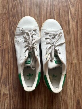Adidas “Stan smith” White Leather Sneakers with Green Heel Tabs